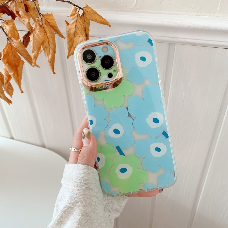 For iPhone 12 Pro Max Dual-side Laminating IMD Plating Flower Pattern TPU Phone Case
