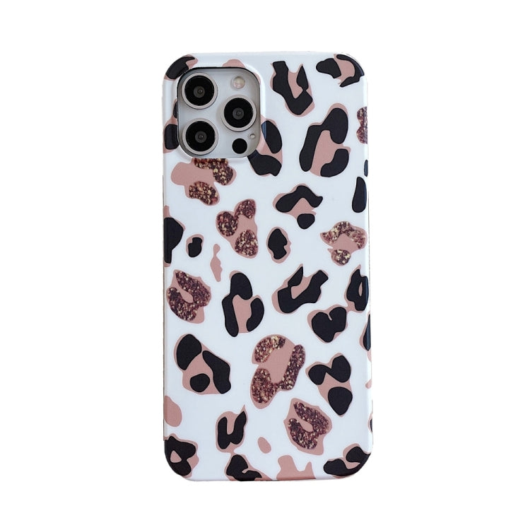 For iPhone 13 Pro Leopard Print TPU Straight Edge Phone Case with Lanyard