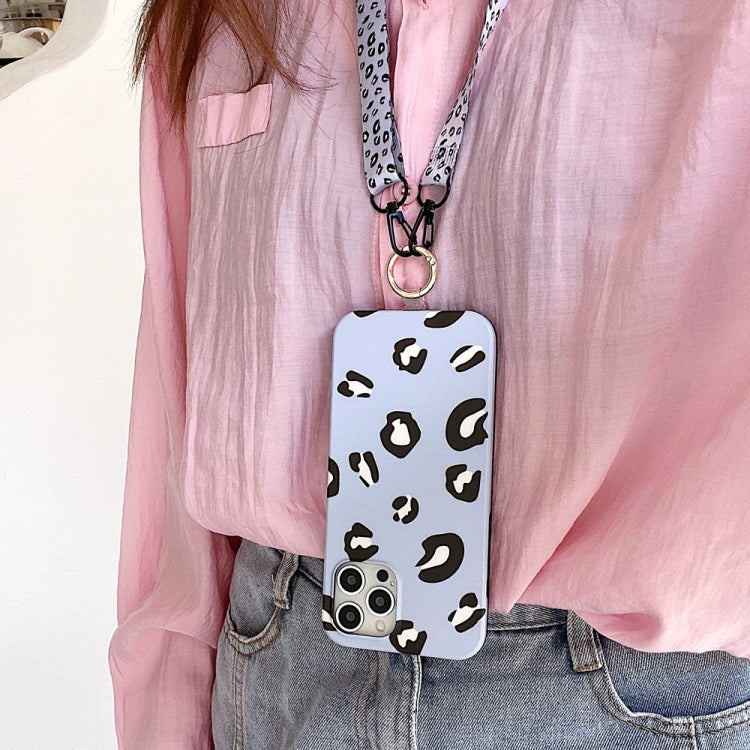 For iPhone 12 mini Leopard Print TPU Straight Edge Phone Case with Lanyard