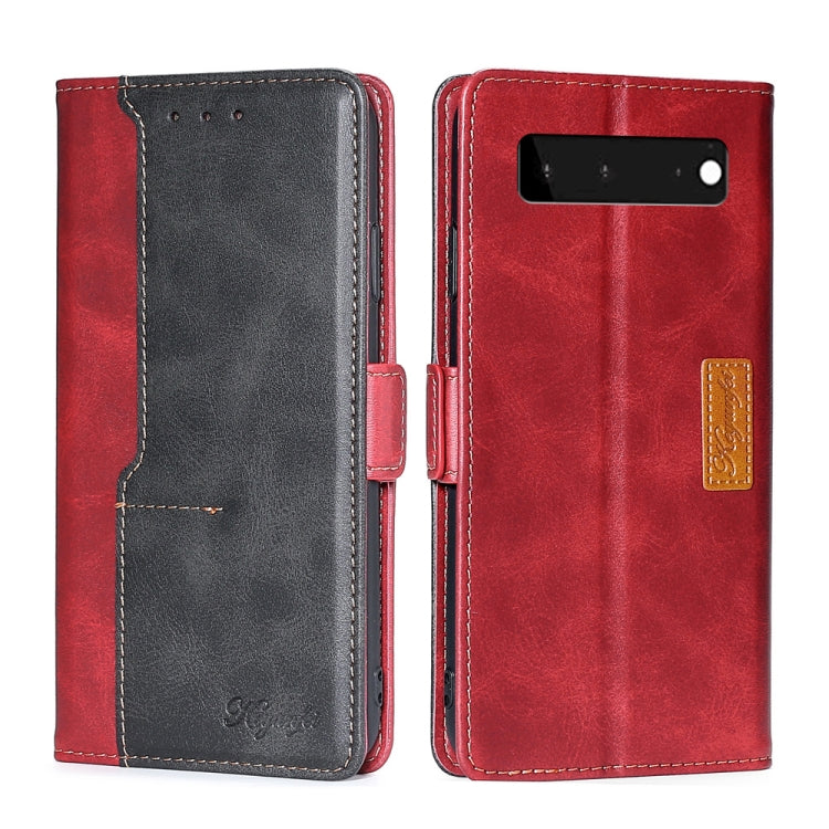 For Google Pixel 6 Retro Texture Contrast Color Buckle Horizontal Flip Leather Phone Case with Holder