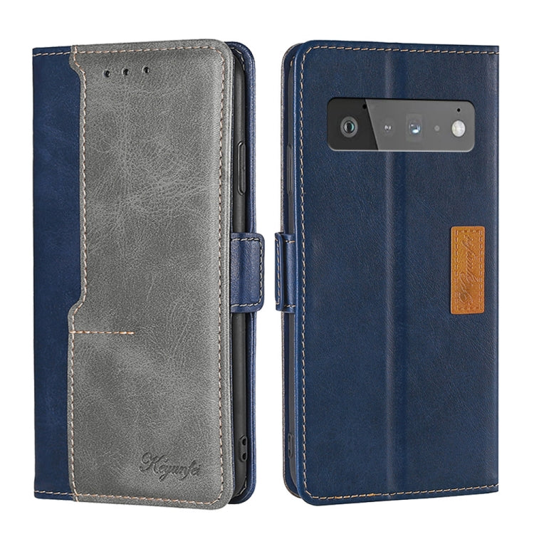 For Google Pixel 6 Pro Retro Texture Contrast Color Buckle Horizontal Flip Leather Phone Case with Holder