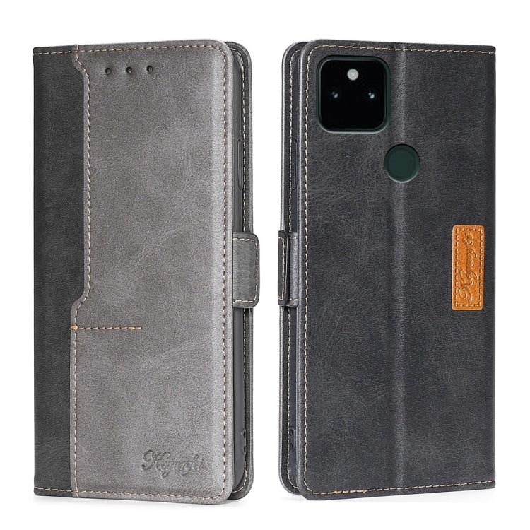 For Google Pixel 5a 5G Retro Texture Contrast Color Buckle Horizontal Flip Leather Phone Case with Holder