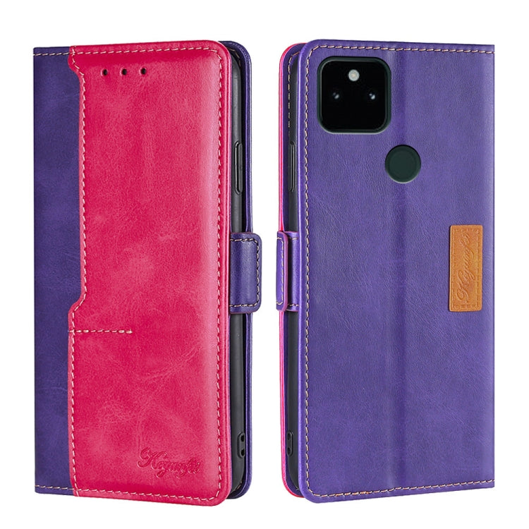 For Google Pixel 5a 5G Retro Texture Contrast Color Buckle Horizontal Flip Leather Phone Case with Holder