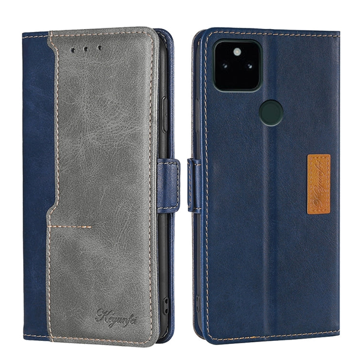 For Google Pixel 5a 5G Retro Texture Contrast Color Buckle Horizontal Flip Leather Phone Case with Holder