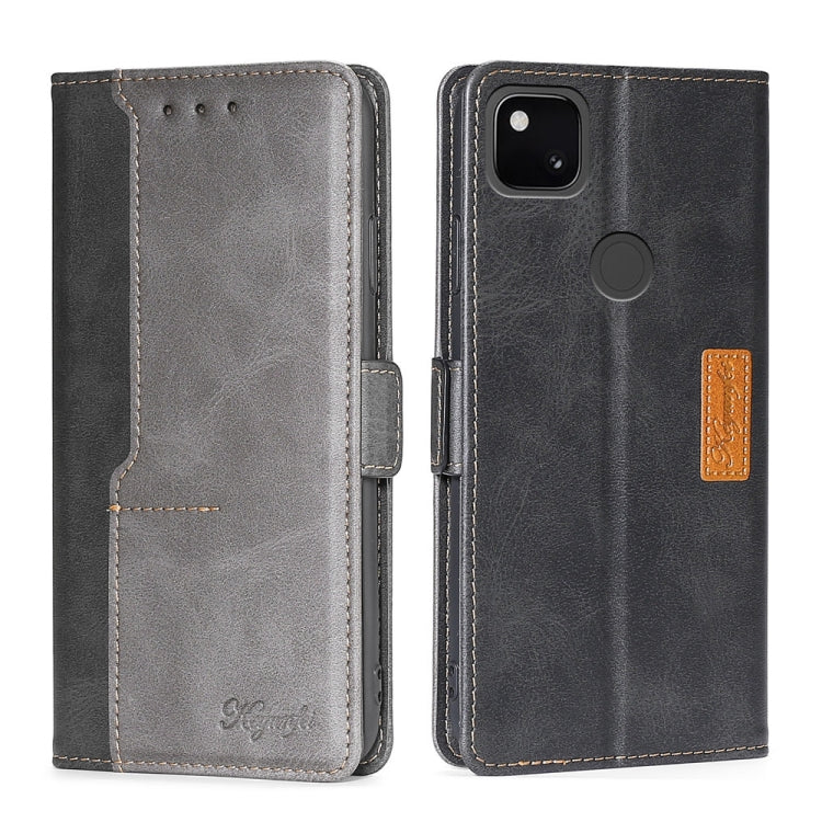 For Google Pixel 4a Retro Texture Contrast Color Buckle Horizontal Flip Leather Phone Case with Holder