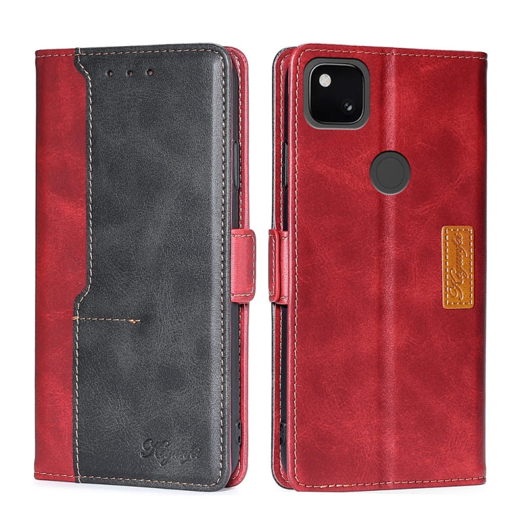 For Google Pixel 4a Retro Texture Contrast Color Buckle Horizontal Flip Leather Phone Case with Holder