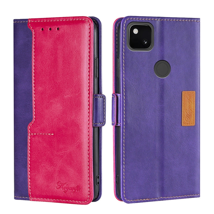 For Google Pixel 4a Retro Texture Contrast Color Buckle Horizontal Flip Leather Phone Case with Holder