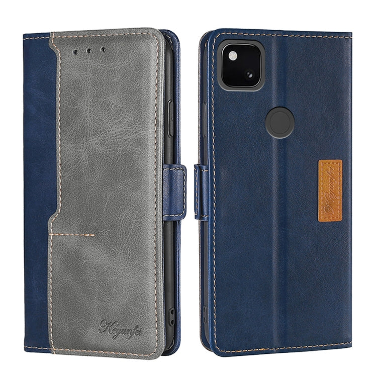 For Google Pixel 4a Retro Texture Contrast Color Buckle Horizontal Flip Leather Phone Case with Holder