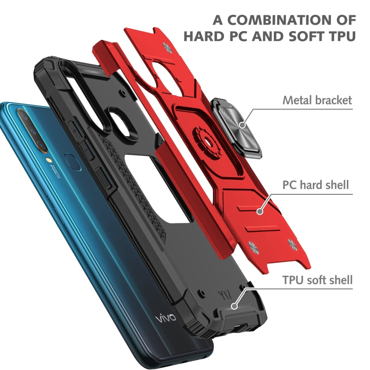 For vivo Y17 Magnetic Armor Shockproof TPU + PC Phone Case with Metal Ring Holder