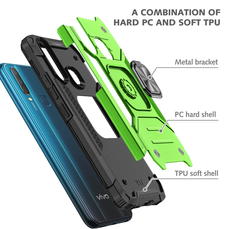 For vivo Y17 Magnetic Armor Shockproof TPU + PC Phone Case with Metal Ring Holder