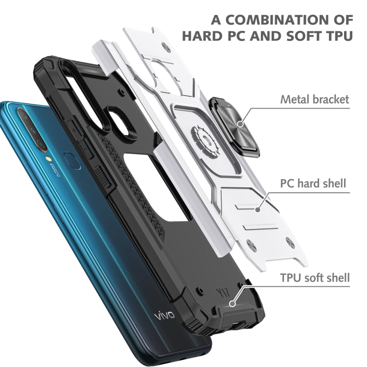 For vivo Y17 Magnetic Armor Shockproof TPU + PC Phone Case with Metal Ring Holder