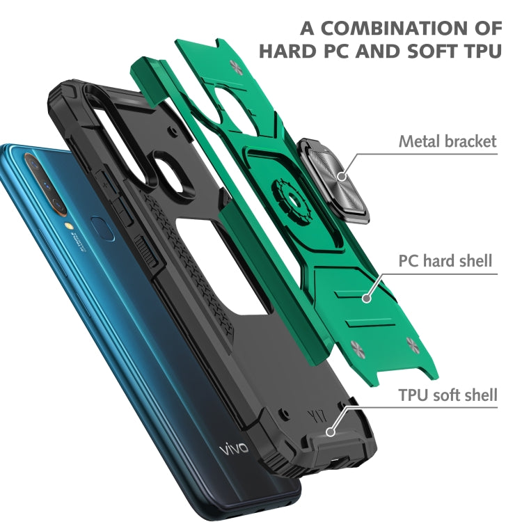 For vivo Y17 Magnetic Armor Shockproof TPU + PC Phone Case with Metal Ring Holder
