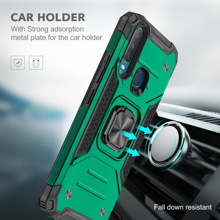 For vivo Y17 Magnetic Armor Shockproof TPU + PC Phone Case with Metal Ring Holder