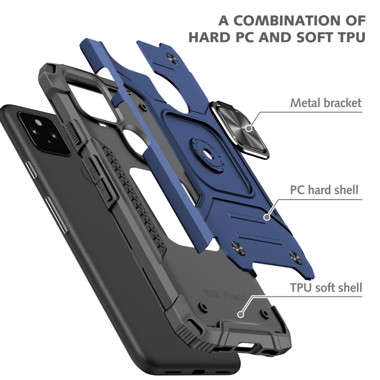 For Google Pixel 4a 5G Magnetic Armor Shockproof TPU + PC Phone Case with Metal Ring Holder