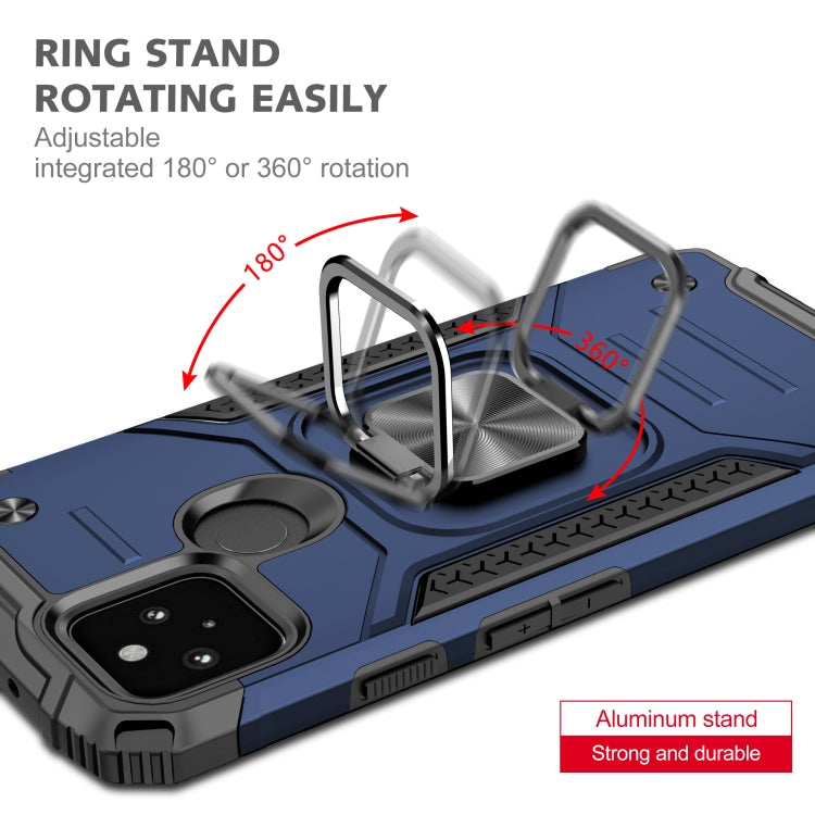 For Google Pixel 4a 5G Magnetic Armor Shockproof TPU + PC Phone Case with Metal Ring Holder
