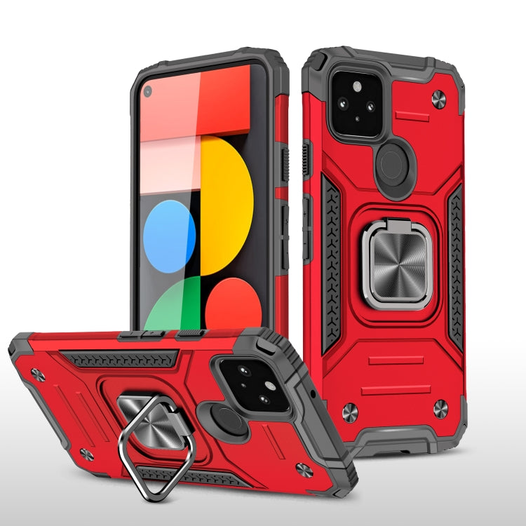 For Google Pixel 4a 5G Magnetic Armor Shockproof TPU + PC Phone Case with Metal Ring Holder
