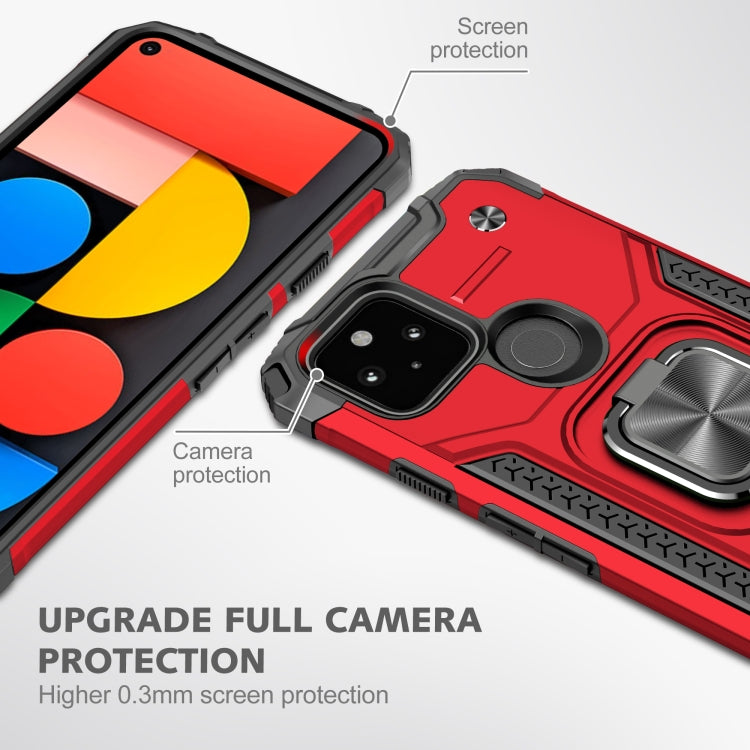 For Google Pixel 4a 5G Magnetic Armor Shockproof TPU + PC Phone Case with Metal Ring Holder