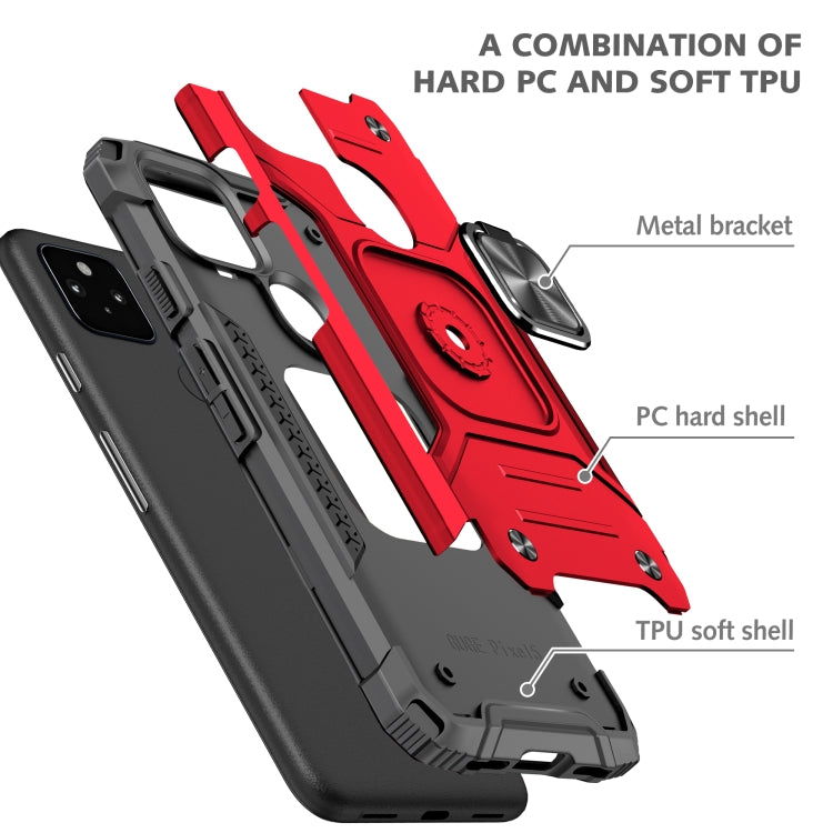For Google Pixel 4a 5G Magnetic Armor Shockproof TPU + PC Phone Case with Metal Ring Holder