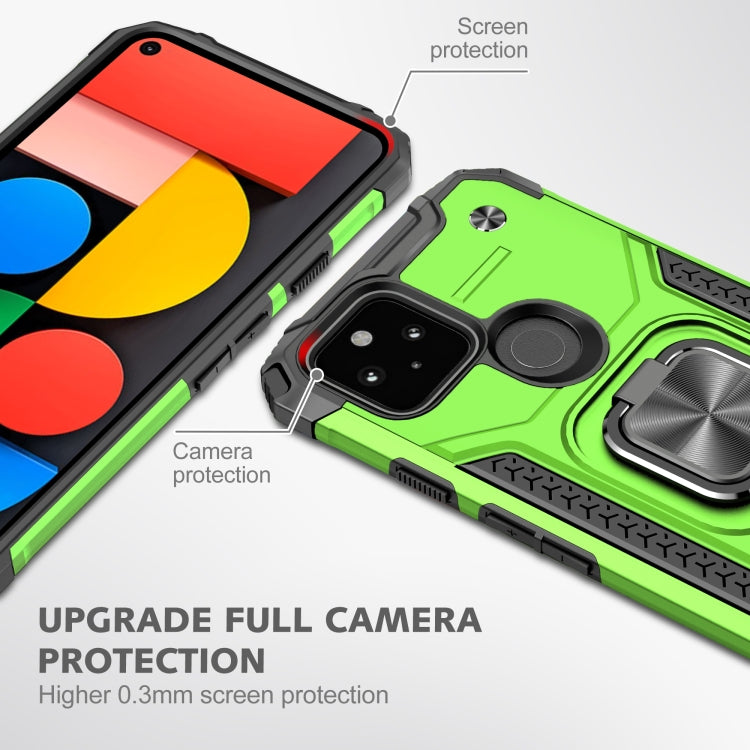For Google Pixel 4a 5G Magnetic Armor Shockproof TPU + PC Phone Case with Metal Ring Holder