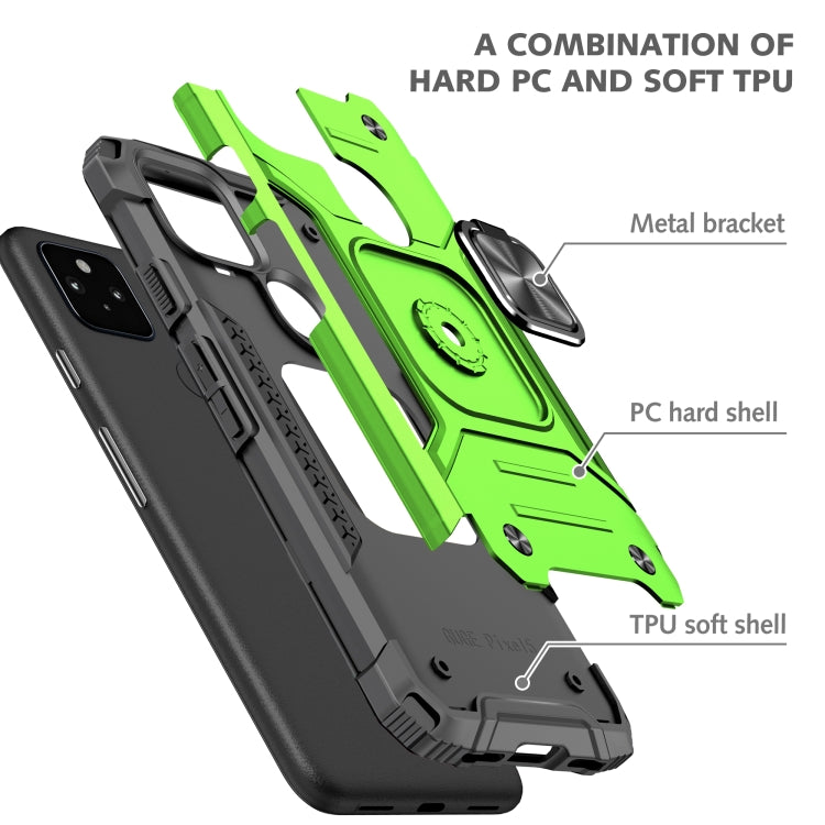 For Google Pixel 4a 5G Magnetic Armor Shockproof TPU + PC Phone Case with Metal Ring Holder