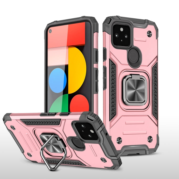 For Google Pixel 4a 5G Magnetic Armor Shockproof TPU + PC Phone Case with Metal Ring Holder