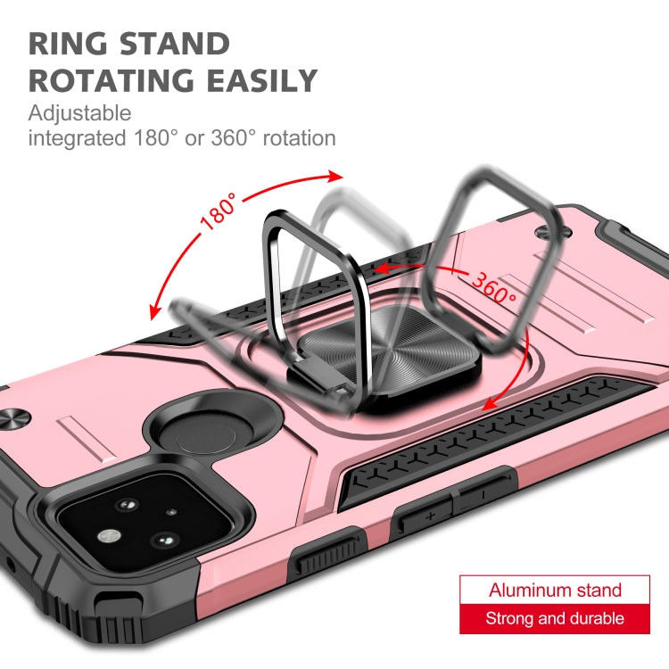 For Google Pixel 4a 5G Magnetic Armor Shockproof TPU + PC Phone Case with Metal Ring Holder