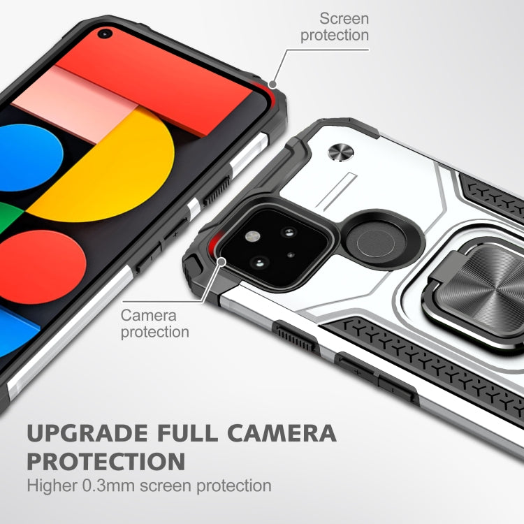 For Google Pixel 4a 5G Magnetic Armor Shockproof TPU + PC Phone Case with Metal Ring Holder