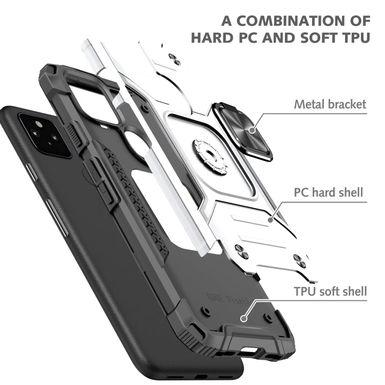 For Google Pixel 4a 5G Magnetic Armor Shockproof TPU + PC Phone Case with Metal Ring Holder