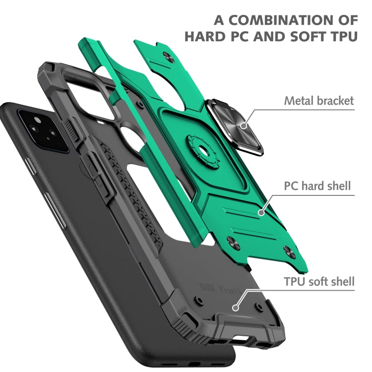 For Google Pixel 4a 5G Magnetic Armor Shockproof TPU + PC Phone Case with Metal Ring Holder