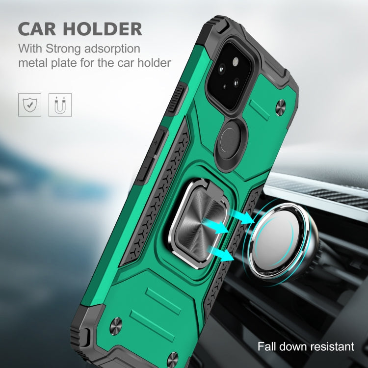 For Google Pixel 4a 5G Magnetic Armor Shockproof TPU + PC Phone Case with Metal Ring Holder