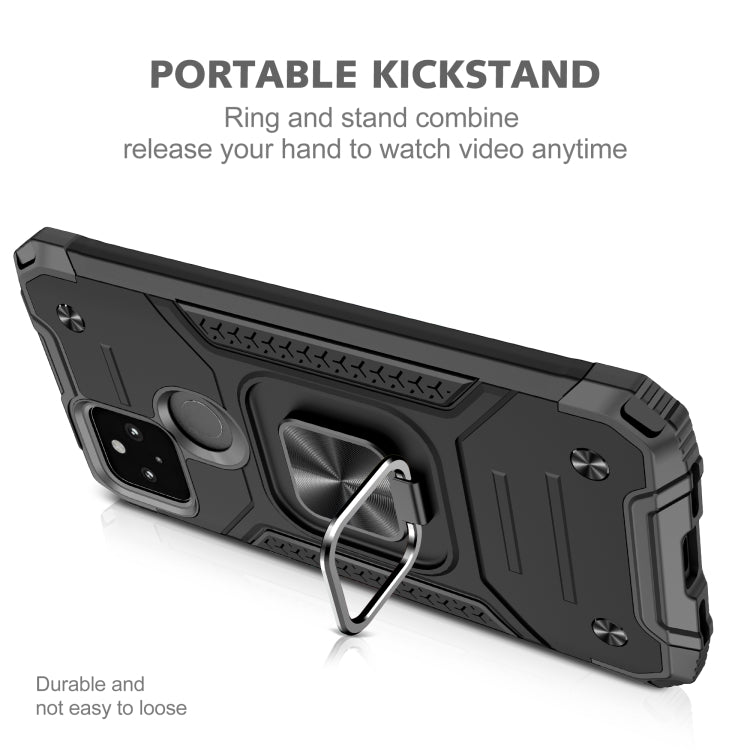 For Google Pixel 5a Magnetic Armor Shockproof TPU + PC Phone Case with Metal Ring Holder