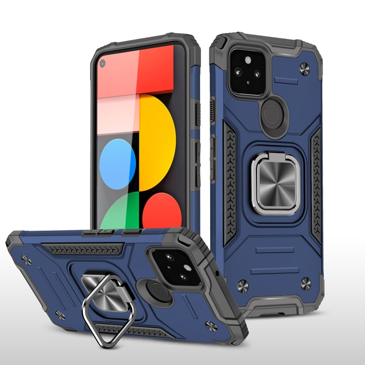 For Google Pixel 5a Magnetic Armor Shockproof TPU + PC Phone Case with Metal Ring Holder