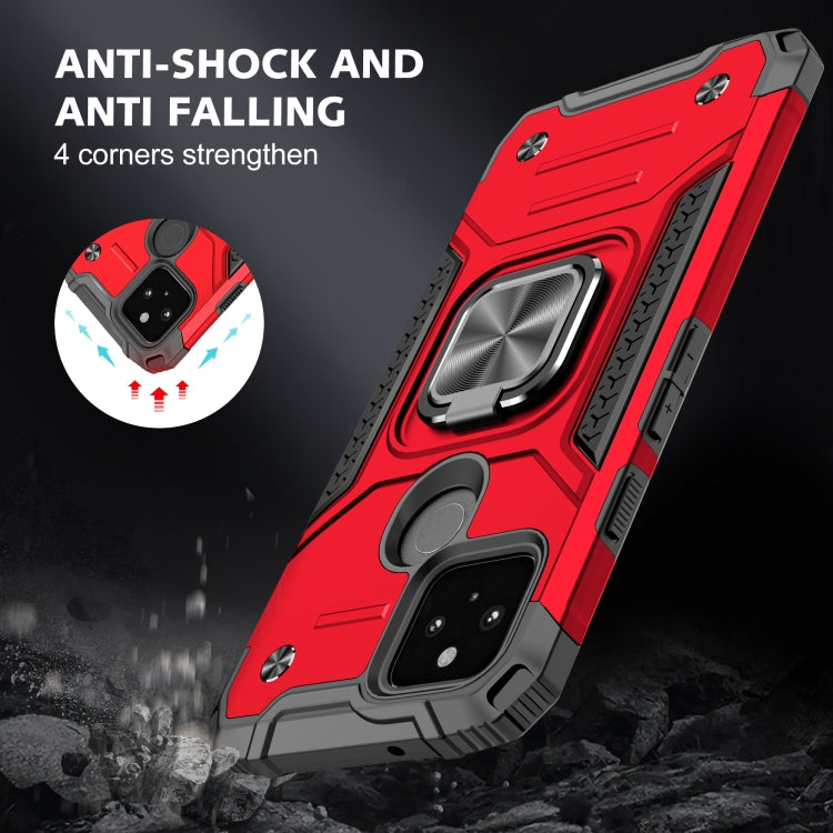 For Google Pixel 5a Magnetic Armor Shockproof TPU + PC Phone Case with Metal Ring Holder