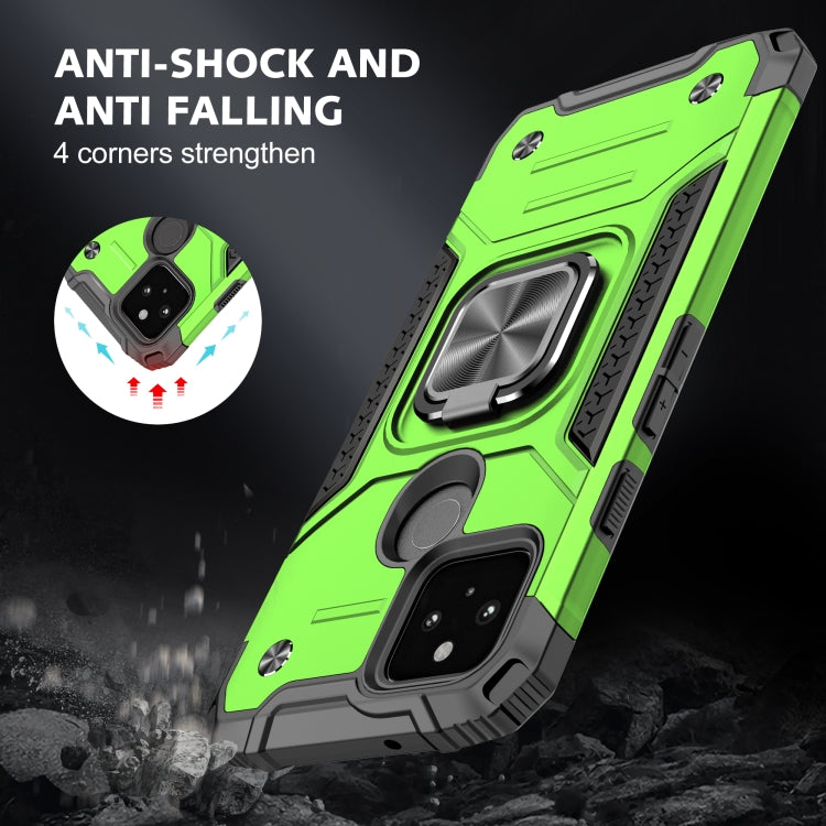 For Google Pixel 5a Magnetic Armor Shockproof TPU + PC Phone Case with Metal Ring Holder