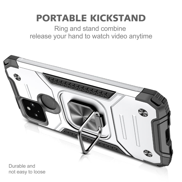 For Google Pixel 5a Magnetic Armor Shockproof TPU + PC Phone Case with Metal Ring Holder