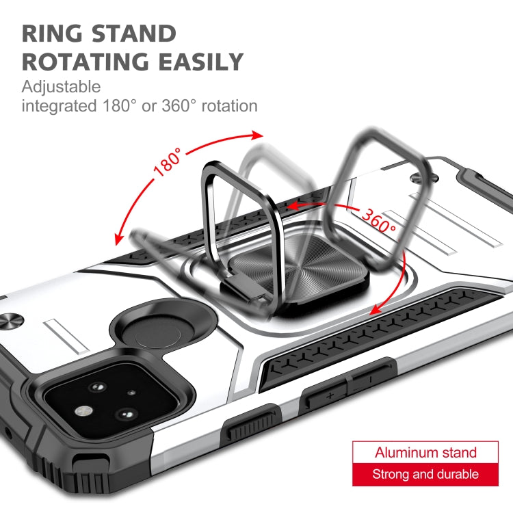 For Google Pixel 5a Magnetic Armor Shockproof TPU + PC Phone Case with Metal Ring Holder