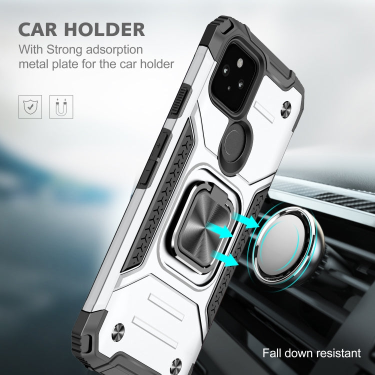 For Google Pixel 5a Magnetic Armor Shockproof TPU + PC Phone Case with Metal Ring Holder