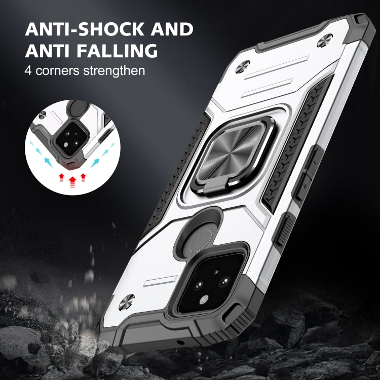 For Google Pixel 5a Magnetic Armor Shockproof TPU + PC Phone Case with Metal Ring Holder