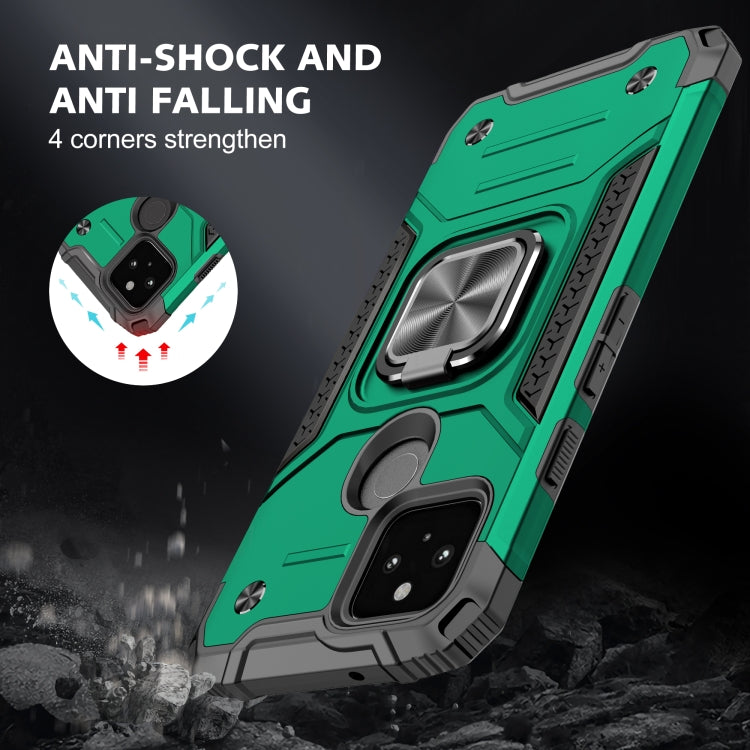 For Google Pixel 5a Magnetic Armor Shockproof TPU + PC Phone Case with Metal Ring Holder