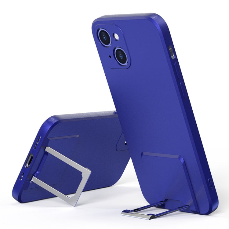 For iPhone 13 Skin Feel Frosted TPU Shockproof Phone Case with Telescopic Holder