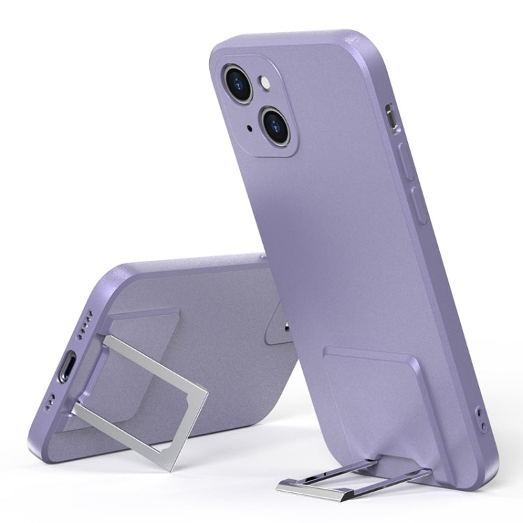 For iPhone 13 Skin Feel Frosted TPU Shockproof Phone Case with Telescopic Holder