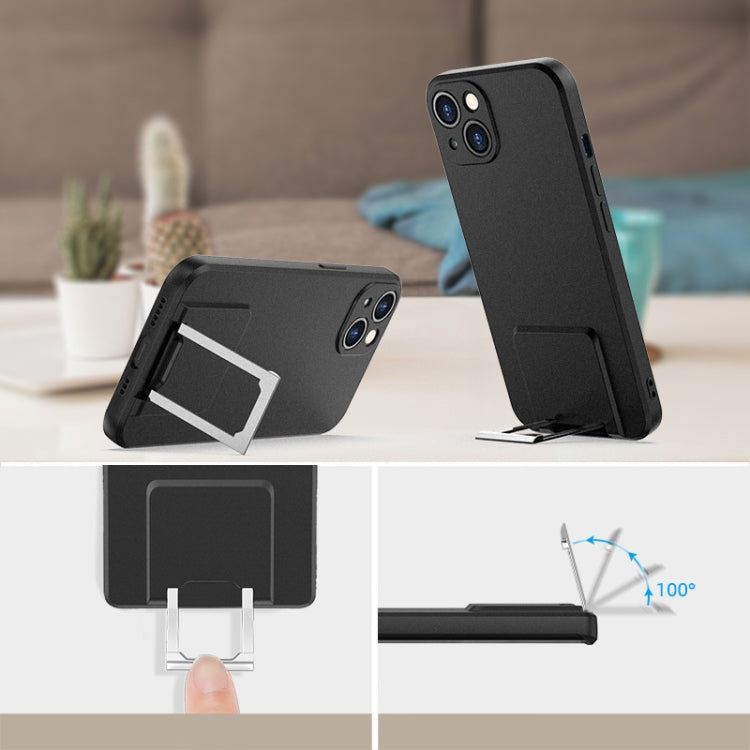 For iPhone 13 Skin Feel Frosted TPU Shockproof Phone Case with Telescopic Holder