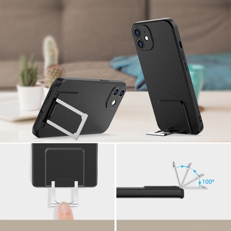 For iPhone 12 Skin Feel Frosted TPU Shockproof Phone Case with Telescopic Holder