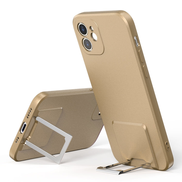 For iPhone 12 Skin Feel Frosted TPU Shockproof Phone Case with Telescopic Holder