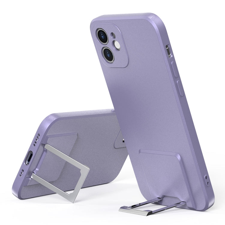 For iPhone 12 Skin Feel Frosted TPU Shockproof Phone Case with Telescopic Holder