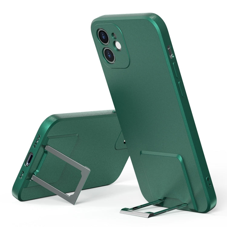 For iPhone 11 Skin Feel Frosted TPU Shockproof Phone Case with Telescopic Holder