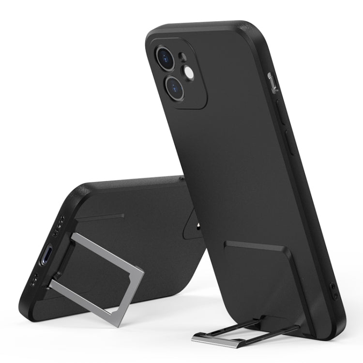 For iPhone 11 Skin Feel Frosted TPU Shockproof Phone Case with Telescopic Holder