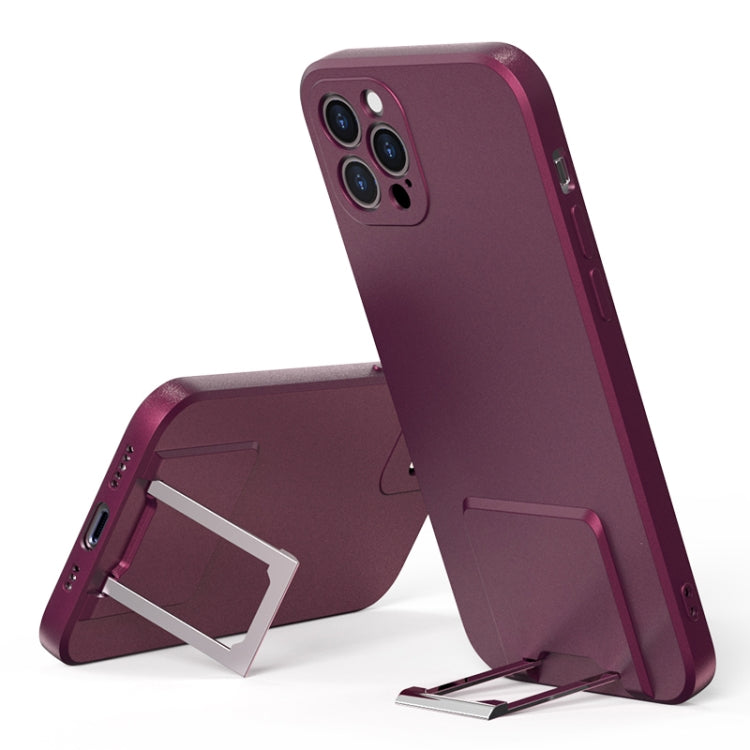 For iPhone 11 Pro Max Skin Feel Frosted TPU Shockproof Phone Case with Telescopic Holder