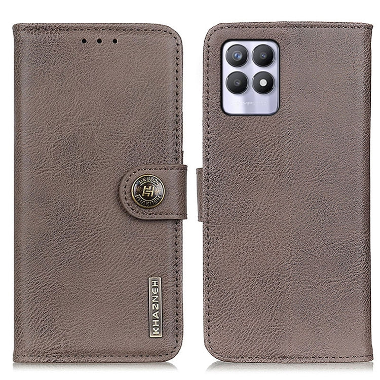 For OPPO Realme 8i KHAZNEH Cowhide Texture Horizontal Flip Leather Phone Case