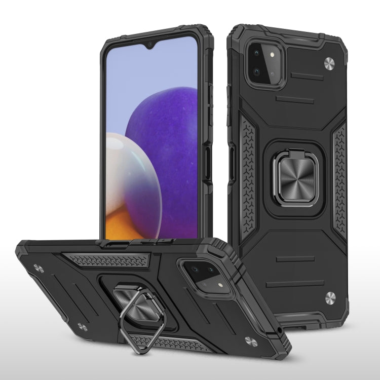 For Samsung Galaxy A22 5G Magnetic Armor Shockproof TPU + PC Phone Case with Metal Ring Holder